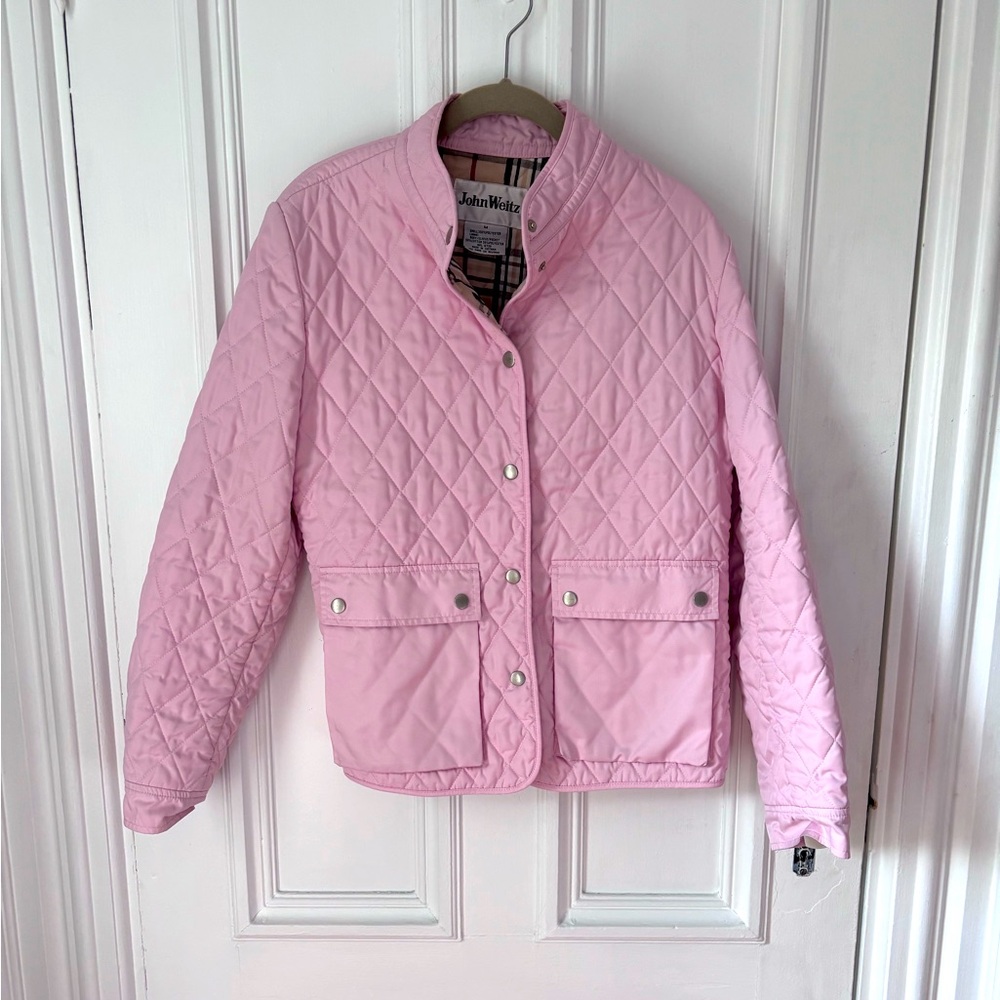Women’s John Weitz Light Pink Snap Front Diamond Quilted Utility/Barn Jacket M